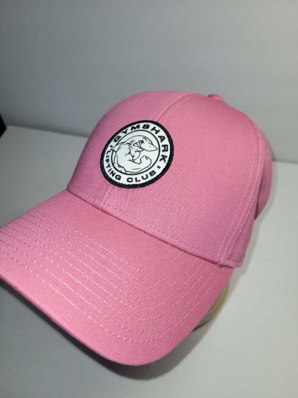Gymshark Lifting Club Hat Pink Round Rubberized Logo Patch Buckle Strap Cap